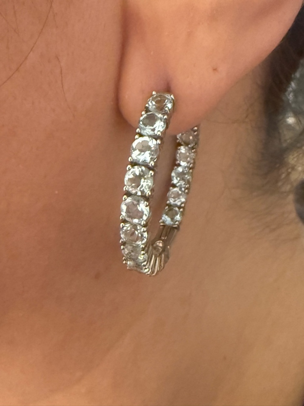 Jewelry Television we have these beautiful aquamarine style hoop earrings. - Picture 4 of 4